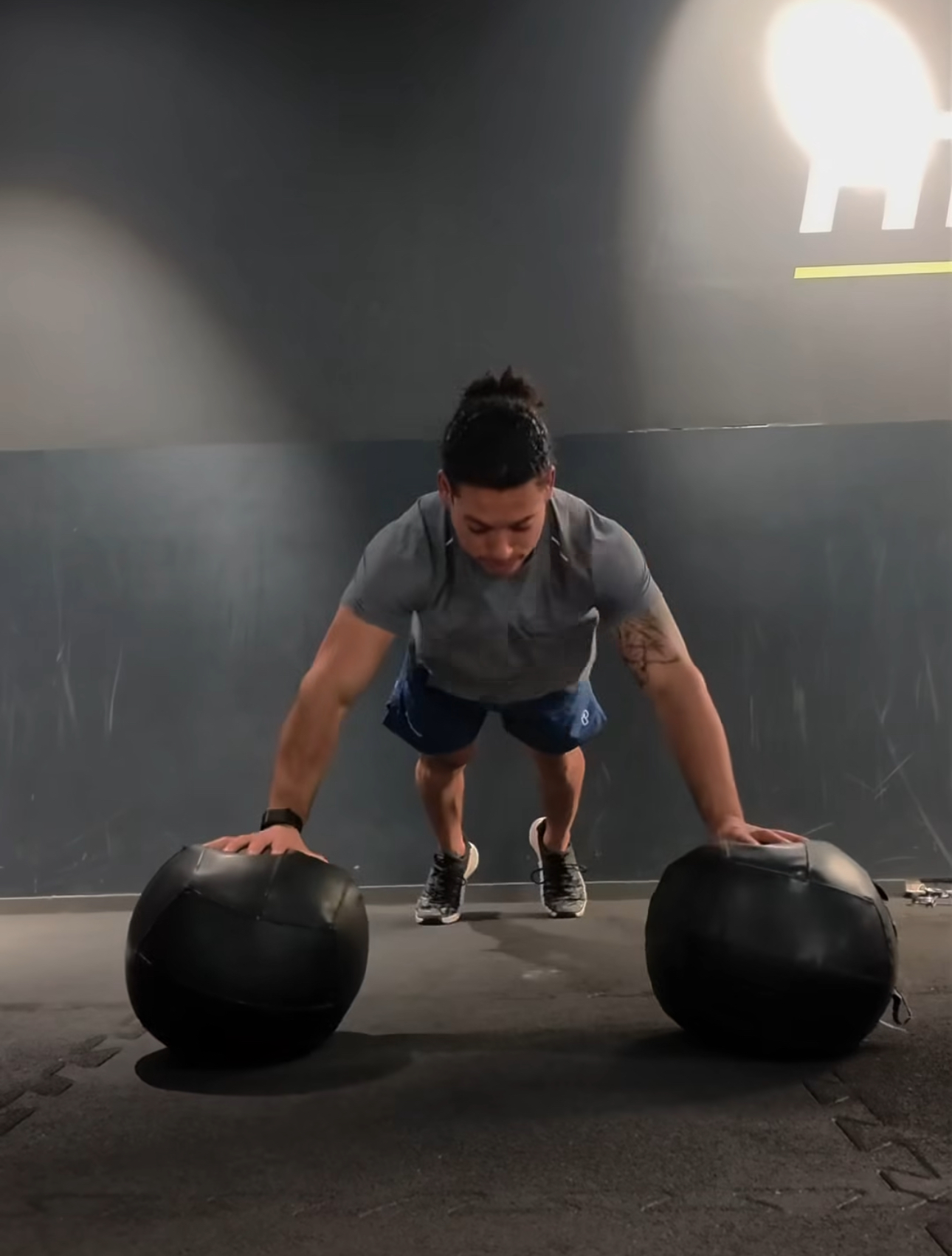 Fitness — gym training on medicine balls