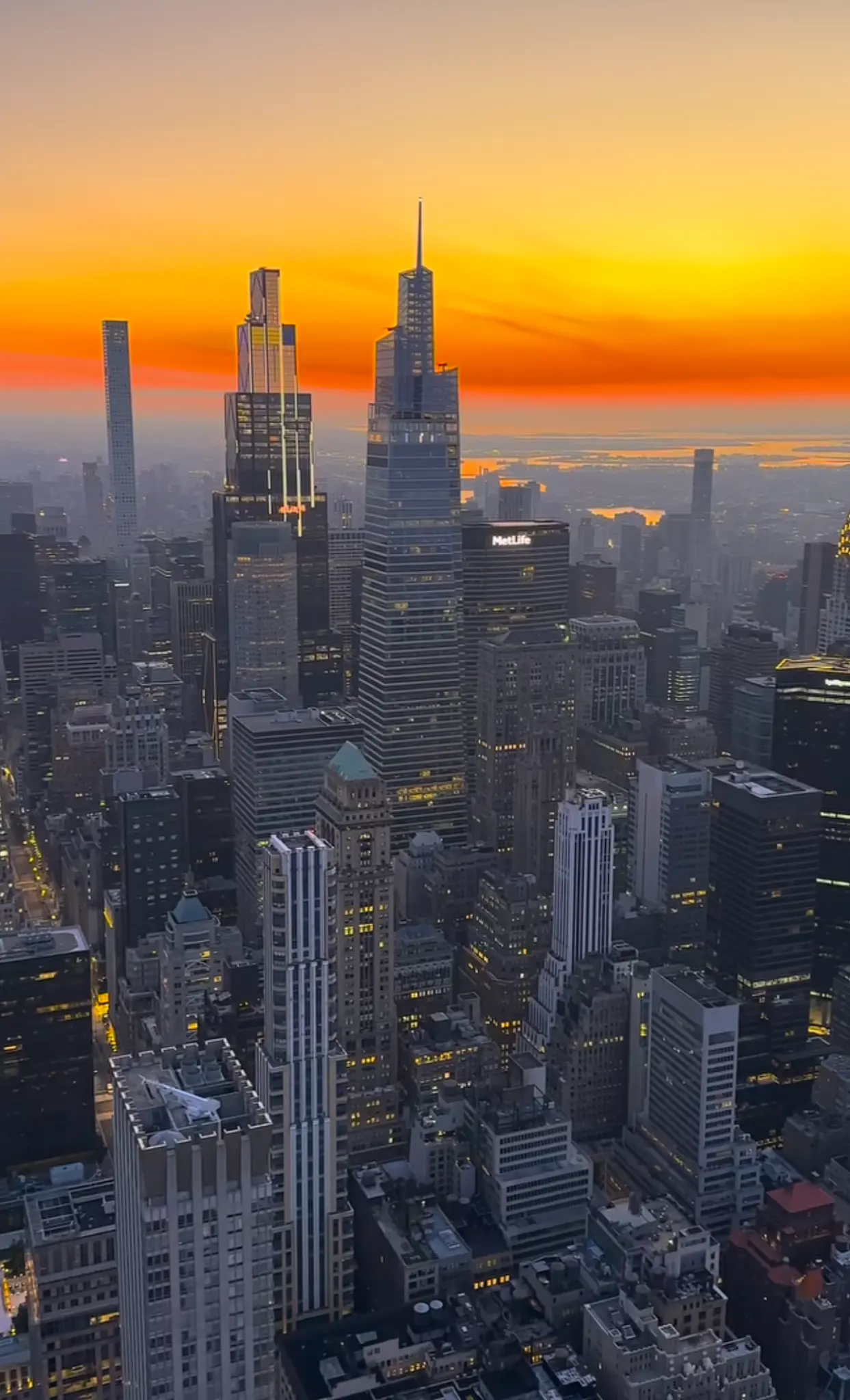 NYC skyline at sunset