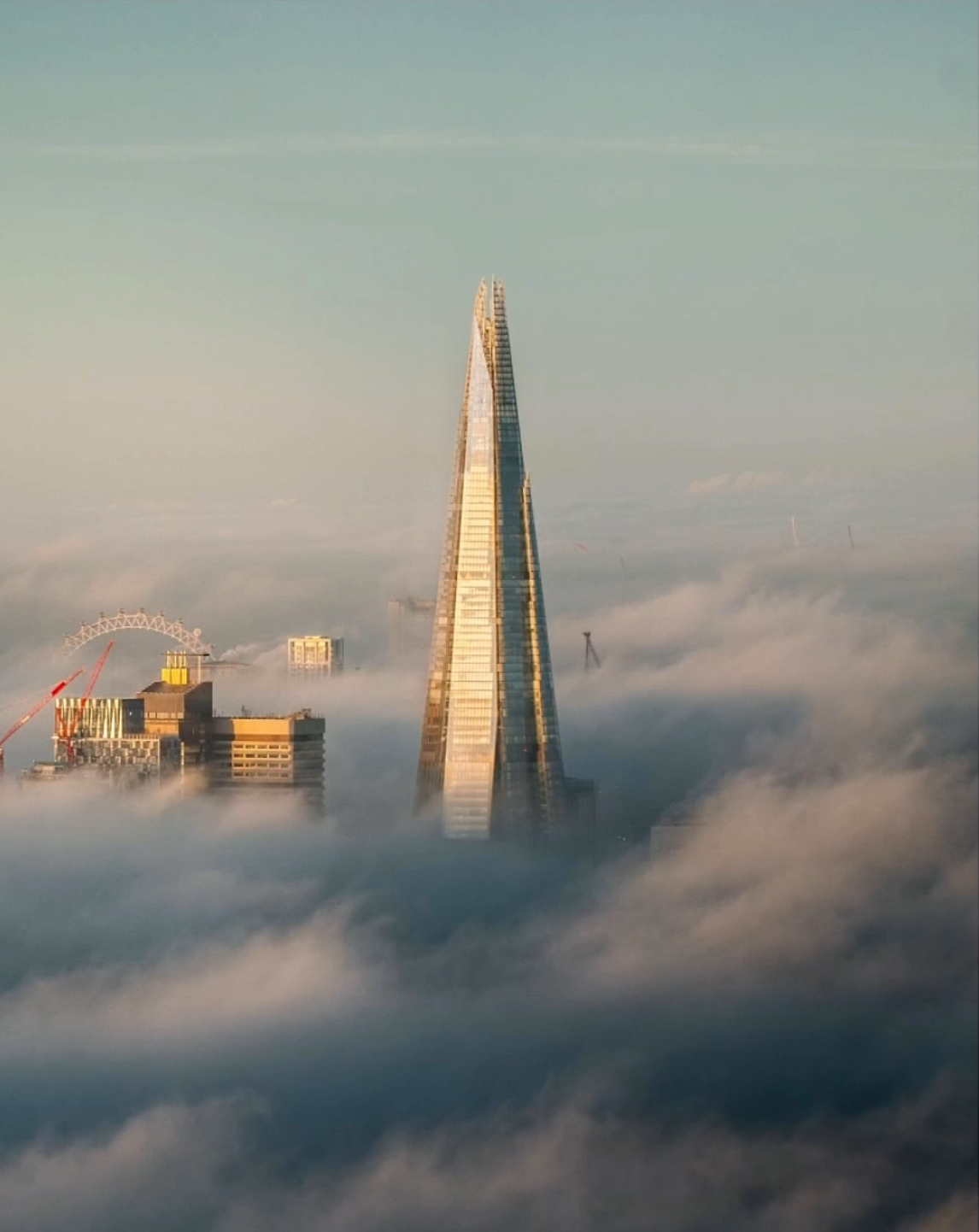 London Shard above the clouds